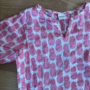 Rikshaw Design tunic white with pink pineapples kids size 6 VGC!